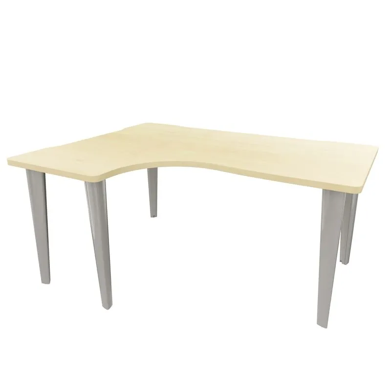 Bureau compact 90° à gauche EVIDENCE - Pieds aluminium - Plateau imitation érable