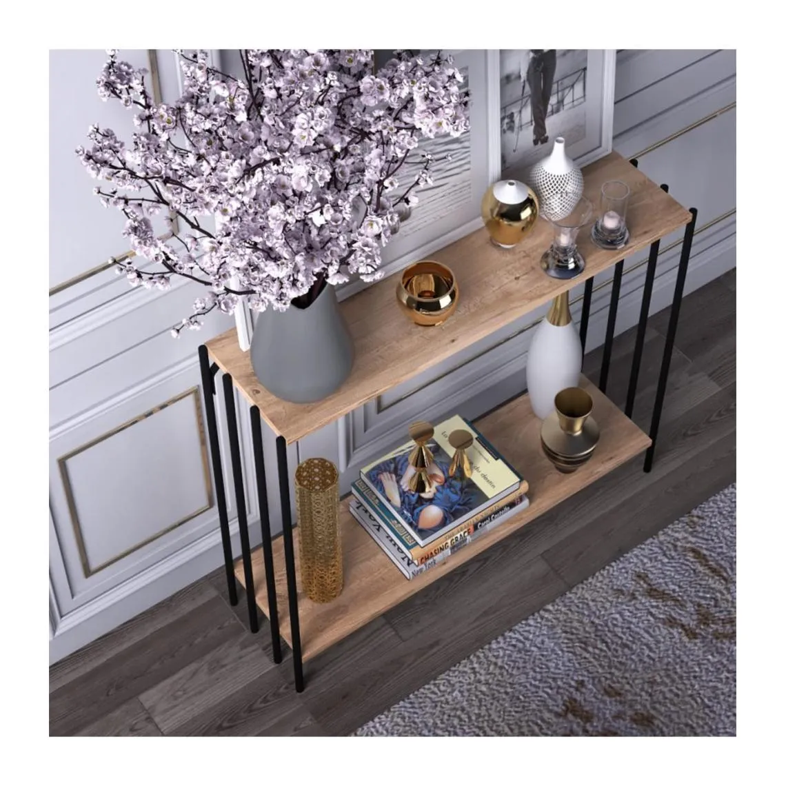 Console décor pin atlantique et noir Verona | 3 Suisses