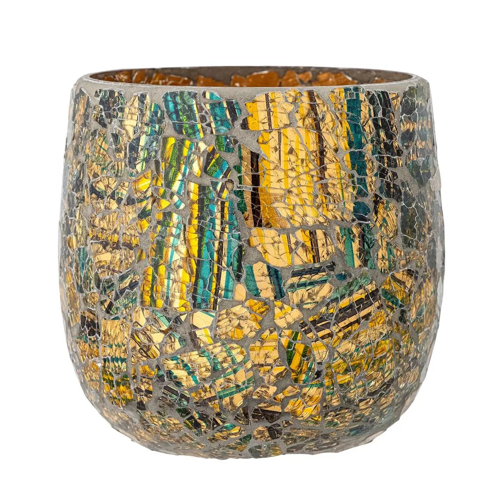 Fikayo votive, gold, recycled glass