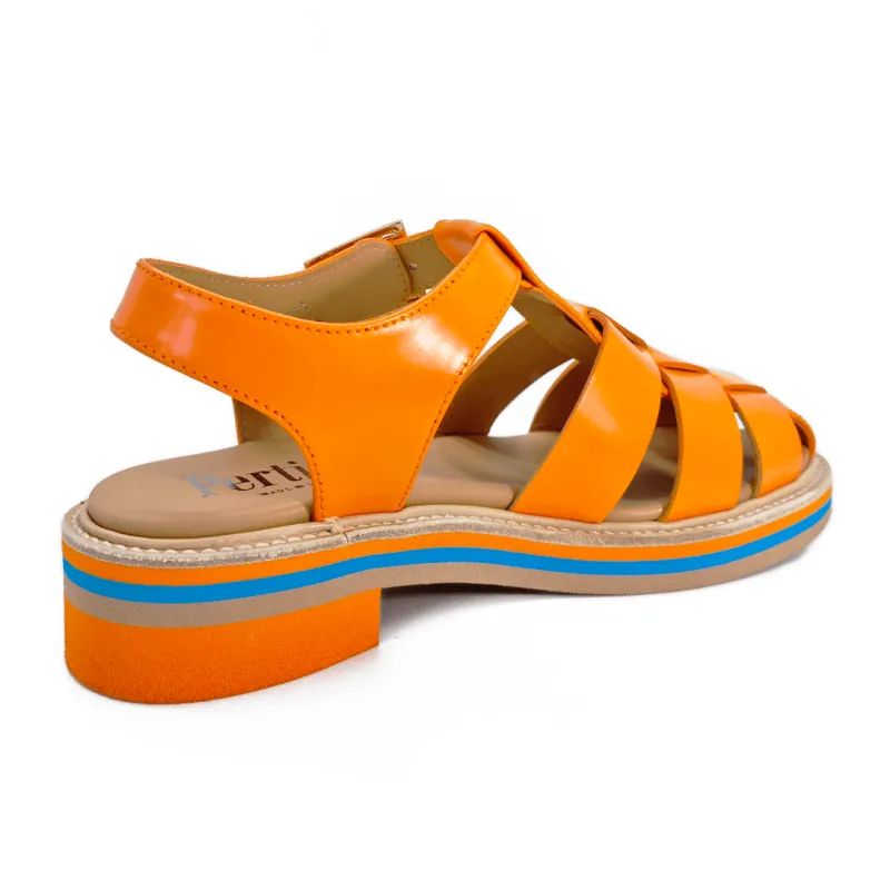 La sandale fermée en cuir orange - Pertini - Scarpe chaussures