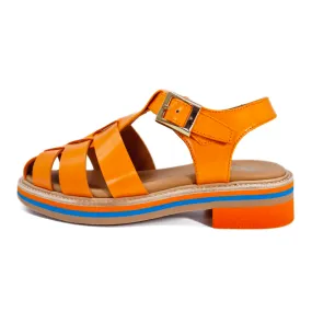 La sandale fermée en cuir orange - Pertini - Scarpe chaussures