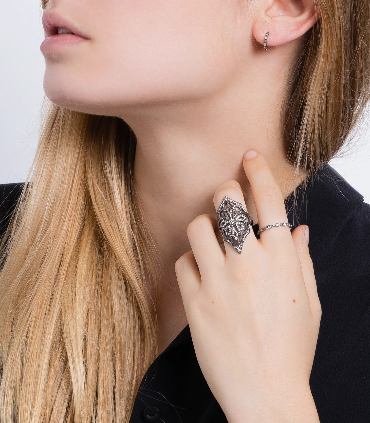 Mini créole baguette or noir Stone Paris - Jane de Boy