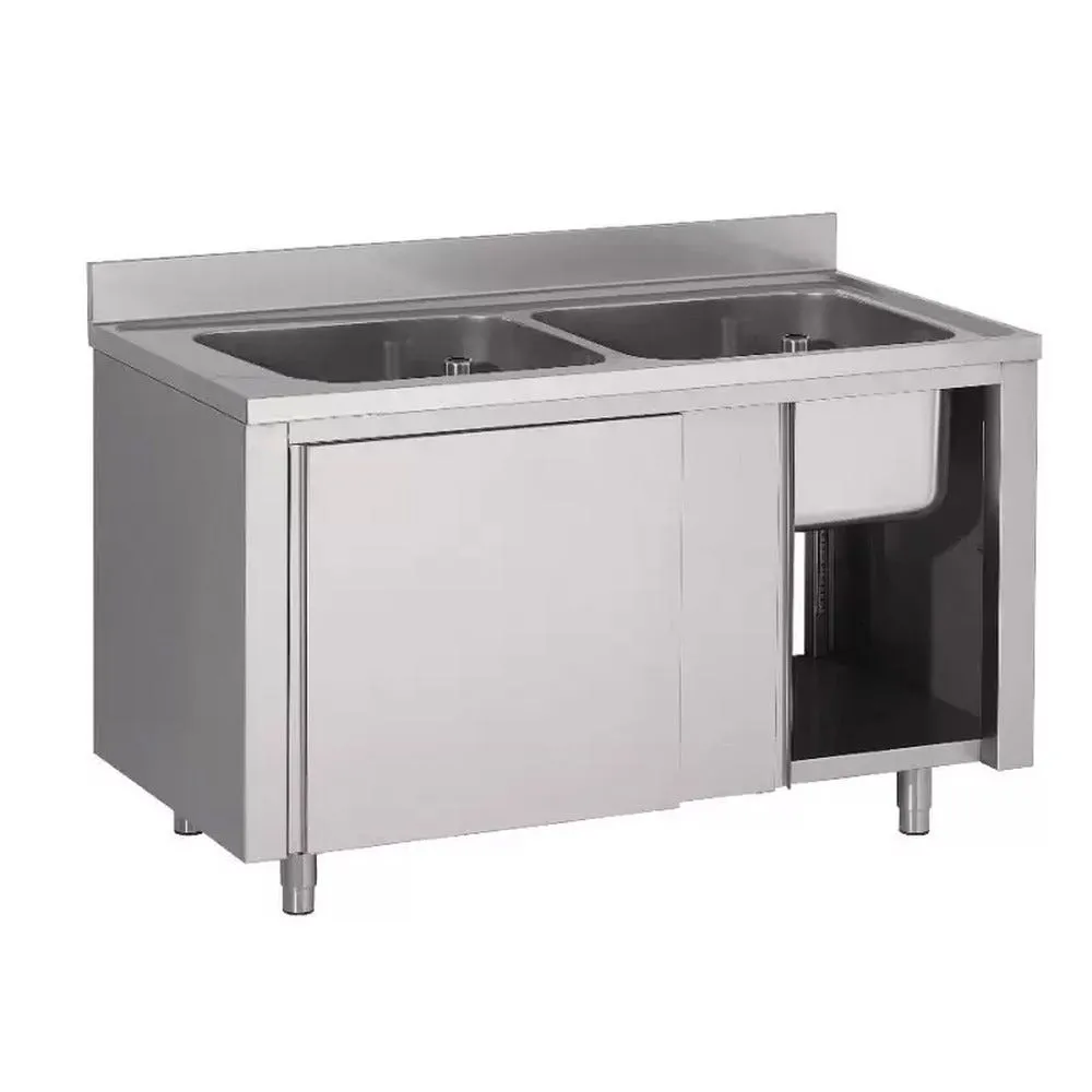 Plonge placard inox 304 2 bacs 600x500x300mm