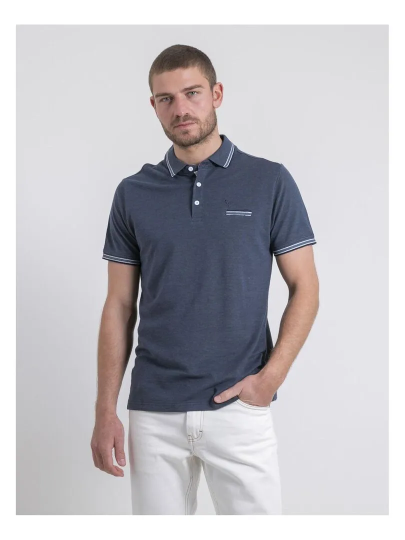 Polo manches courtes pur coton PIGUSTAVE - Bleu marine