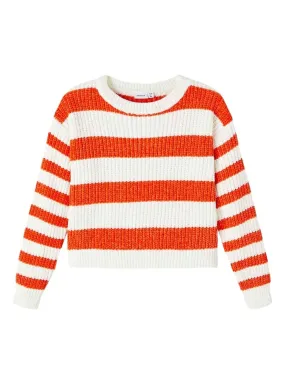 Pull Name It Nijanna Rayures Rouge pour Fille