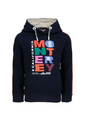 Sweatshirt garon capuche à enfiler, bleu marine avec motif devant