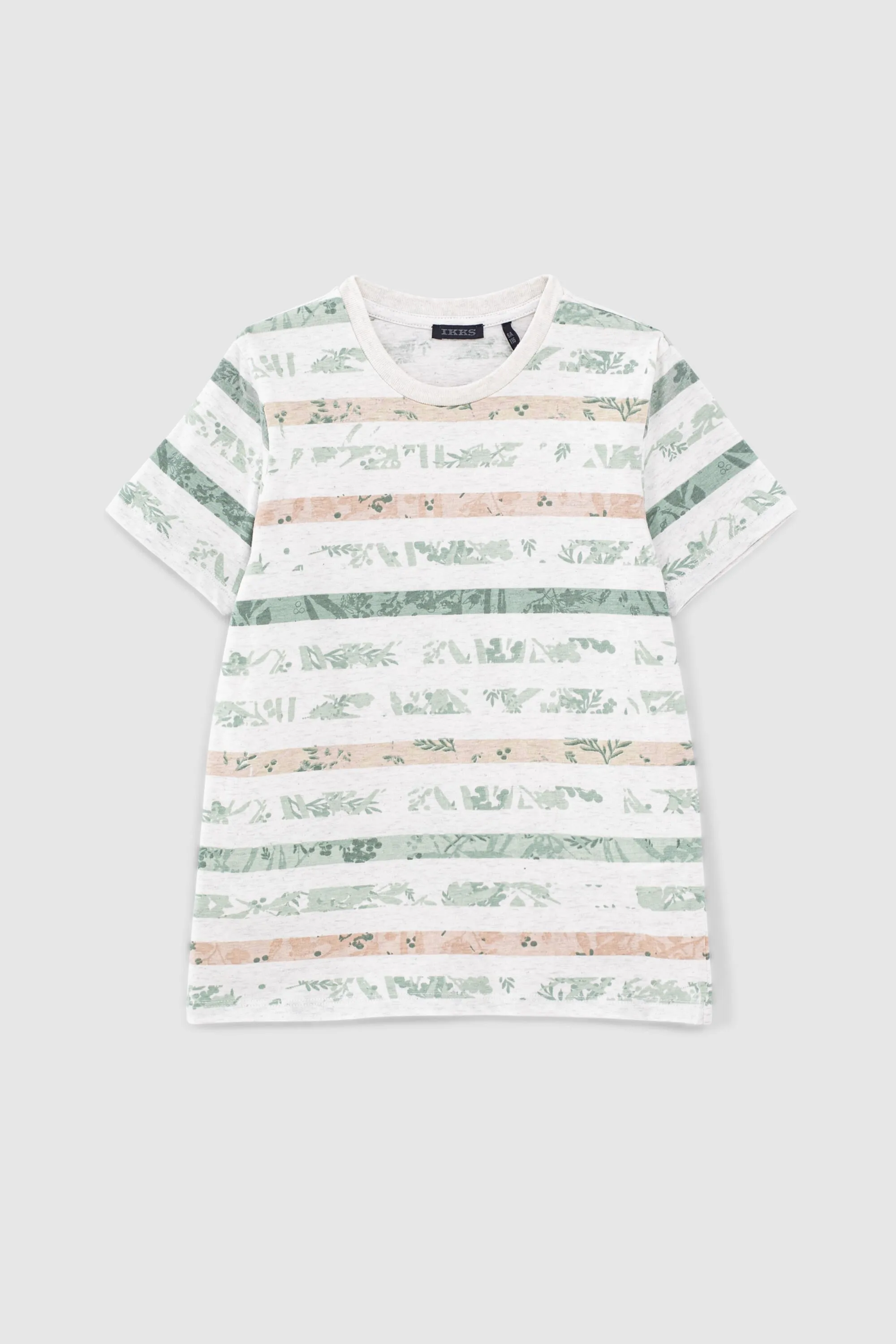 T-shirt mastic chiné bio à rayures feuillage garçon 