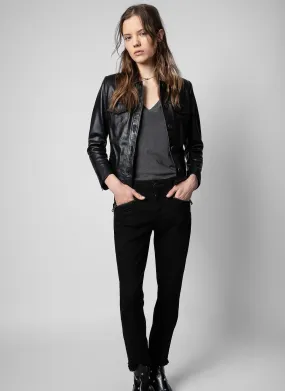 ZADIG&VOLTAIRE  Veste col classique en cuir liam - Noir